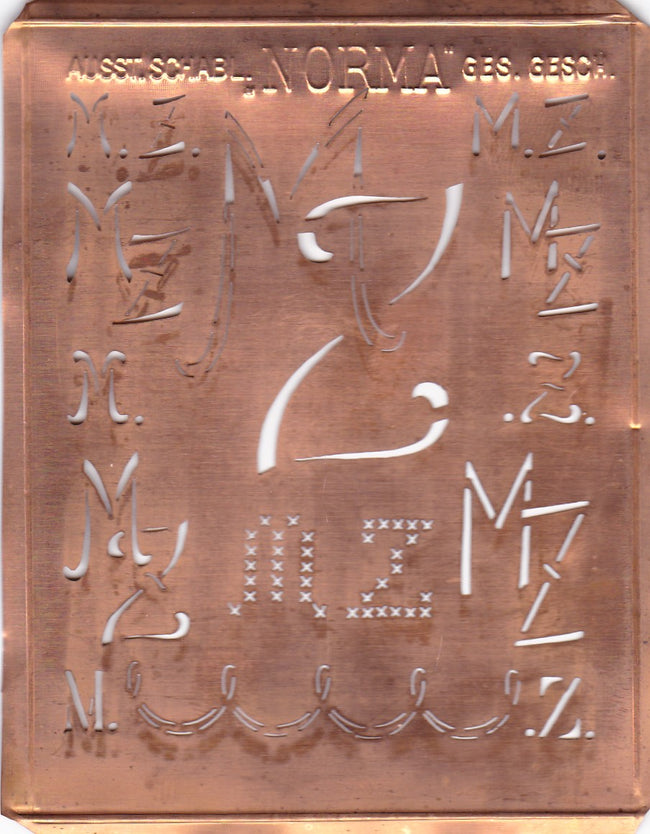 MZ - Hübsche alte Monogrammschablone