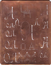 OA - Große attraktive Kupferschablone mit vielen Monogrammen