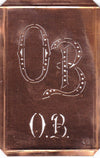 OB - Interessante alte Kupfer-Schablone zum Sticken von Monogrammen