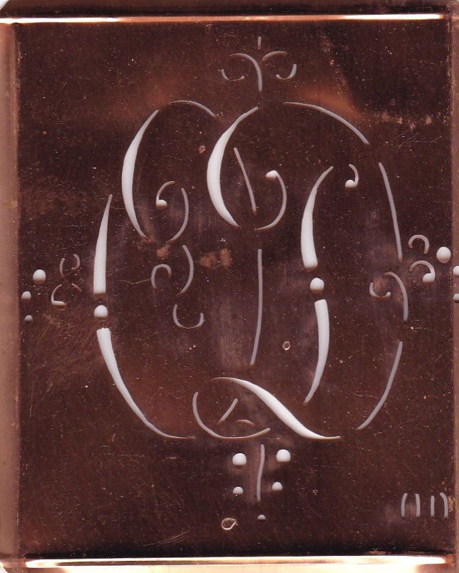 OD - Alte Monogramm Schablone mit Schnörkeln