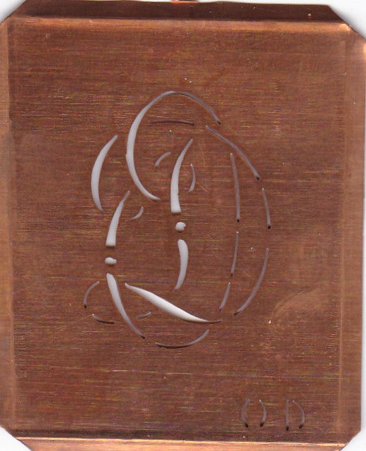 OD - Alte Monogramm Schablone zum Sticken