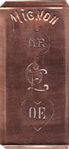 OE - Hübsche alte Kupfer Schablone mit 3 Monogramm-Ausführungen
