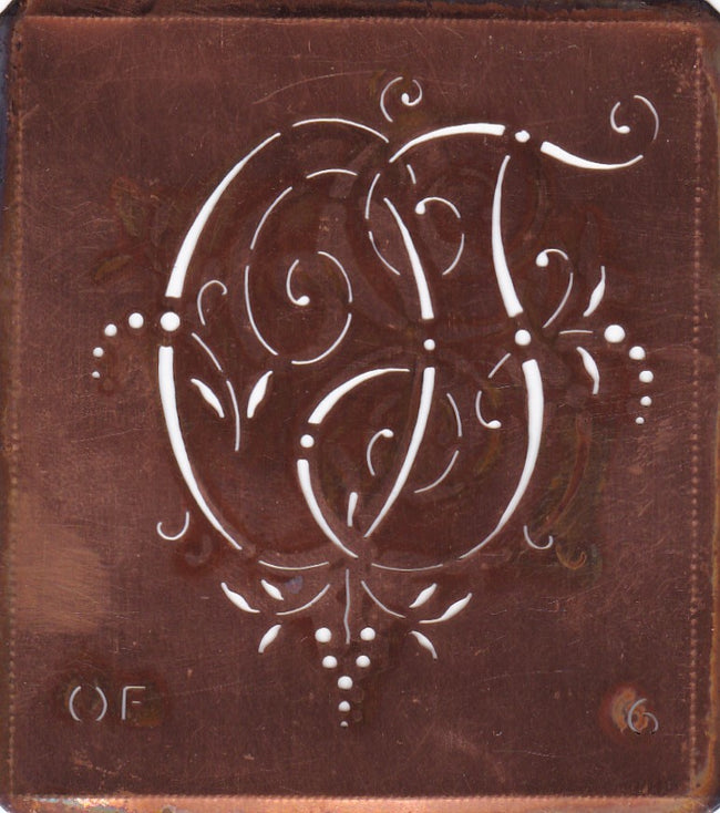 OF - Interessante Monogrammschablone aus Kupferblech
