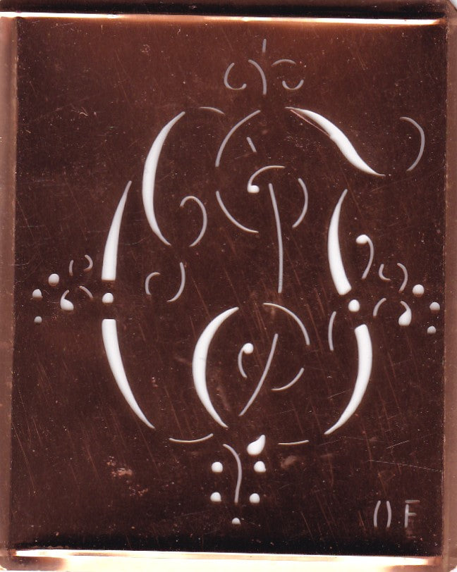 OF - Alte Monogramm Schablone mit nostalgischen Schnörkeln
