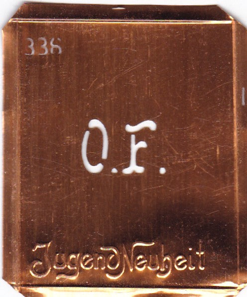 OF - Kleine Monogramm Schablone zum Besticken von Herrenhemden