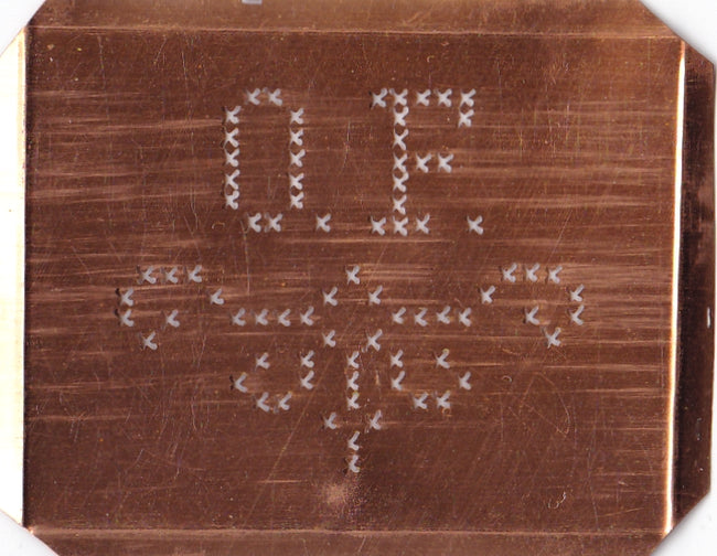OF - Alte niedliche Kreuzstich Monogramm Schablone