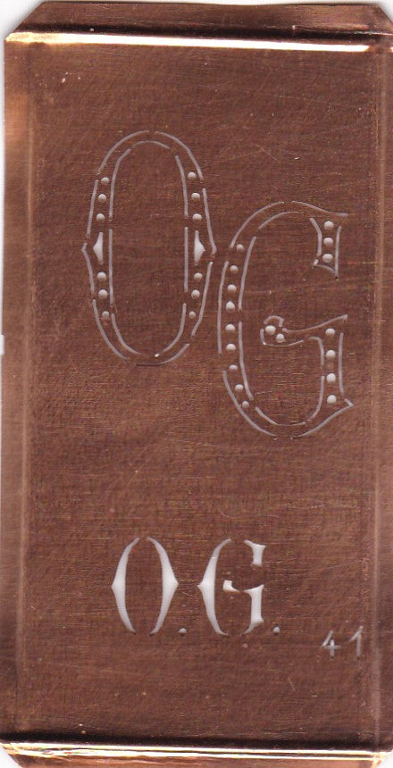 OG - Alte Monogramm Schablone zum Sticken