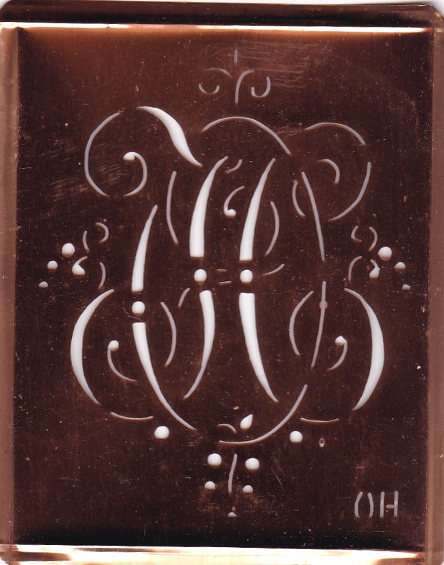 OH - Alte Monogramm Schablone mit nostalgischen Schnörkeln