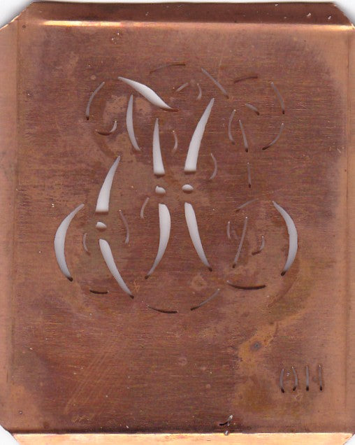 OH - Uralte Monogramm Schablone zum Sticken