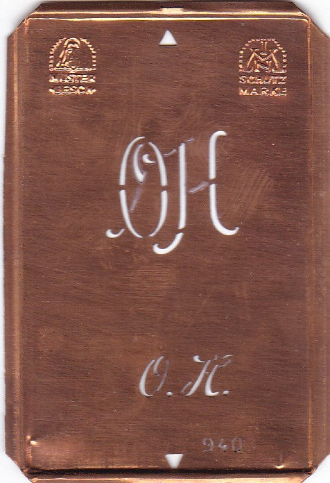 OH - Alte Monogramm Schablone nicht nur zum Sticken