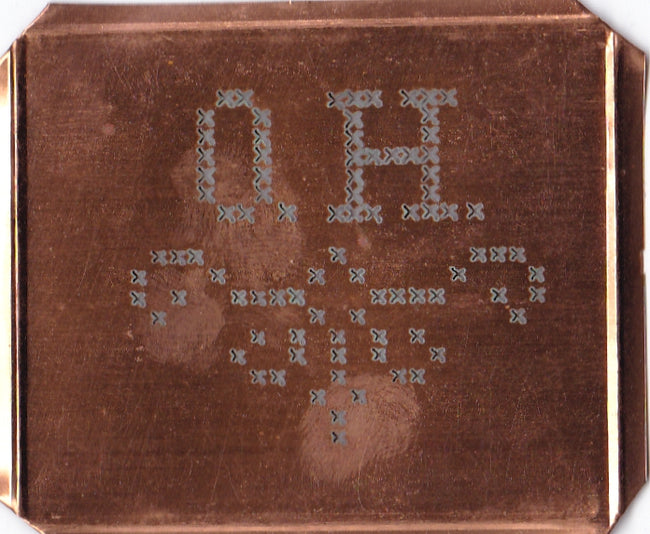 OH - Alte niedliche Kreuzstich Monogramm Schablone