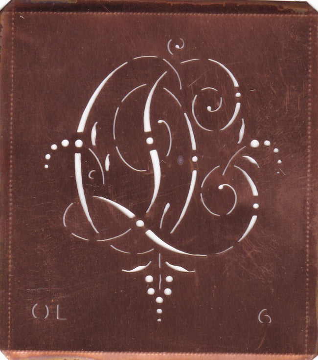 OL - Interessante Monogrammschablone aus Kupferblech