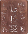 OL - Uralte Monogrammschablone aus Kupferblech