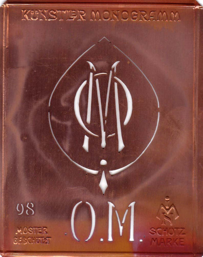 OM - Besondere Jugendstil Monogrammschablone