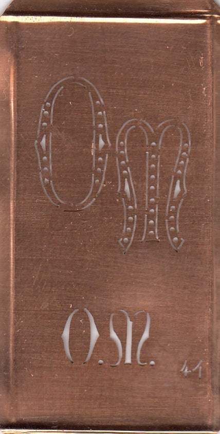 OM - Alte Monogramm Schablone zum Sticken