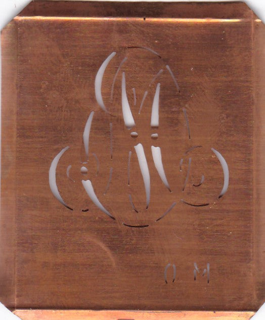 OM - Alte Monogramm Schablone zum Sticken