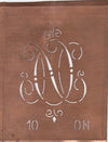 ON - Alte Monogrammschablone aus Kupfer