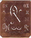 ON - Alte Kupferschablone mit 7 verschiedenen Monogrammen
