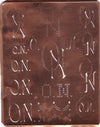 ON - Große attraktive Kupferschablone mit vielen Monogrammen