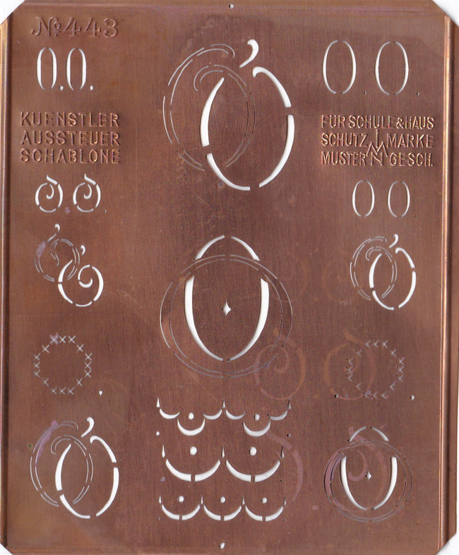 OO - Uralte Monogrammschablone aus Kupferblech