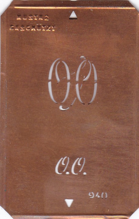 OO - Alte Monogramm Schablone nicht nur zum Sticken