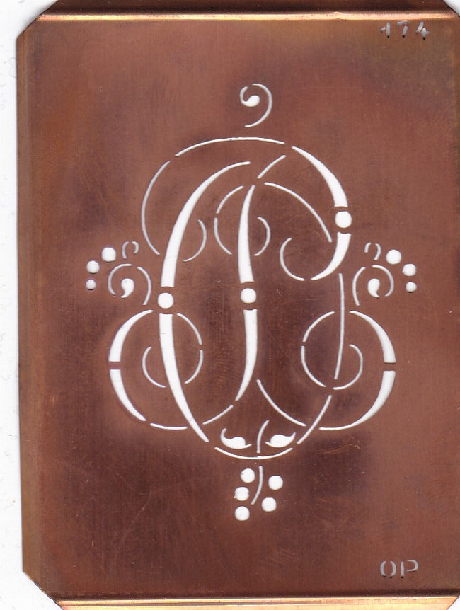 OP - Alte Monogramm Schablone mit Schnörkeln