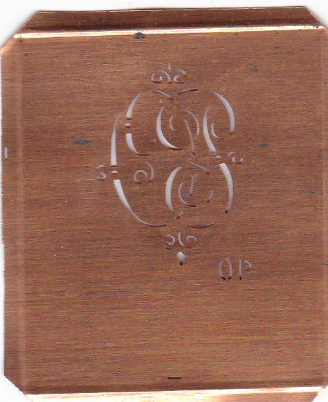 OP - Kupferschablone mit kleinem verschlungenem Monogramm