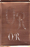 OR - Interessante alte Kupfer-Schablone zum Sticken von Monogrammen