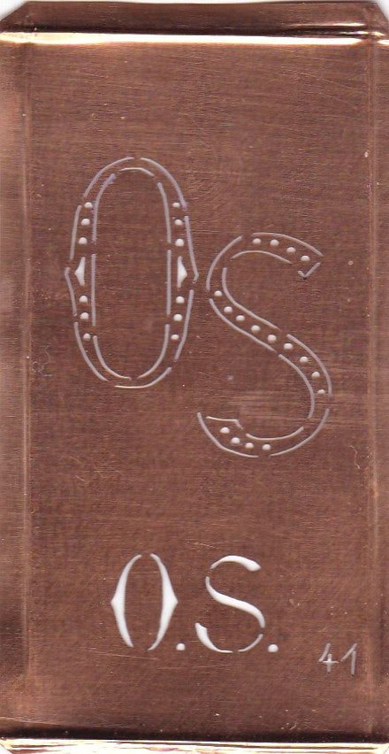 OS - Alte Monogramm Schablone zum Sticken
