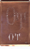 OT - Interessante alte Kupfer-Schablone zum Sticken von Monogrammen