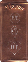OT - Hübsche alte Kupfer Schablone mit 3 Monogramm-Ausführungen
