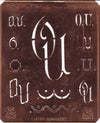 OU - Alte Kupferschablone mit 7 verschiedenen Monogrammen