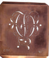 OV - Alte Schablone aus Kupferblech mit klassischem verschlungenem Monogramm 