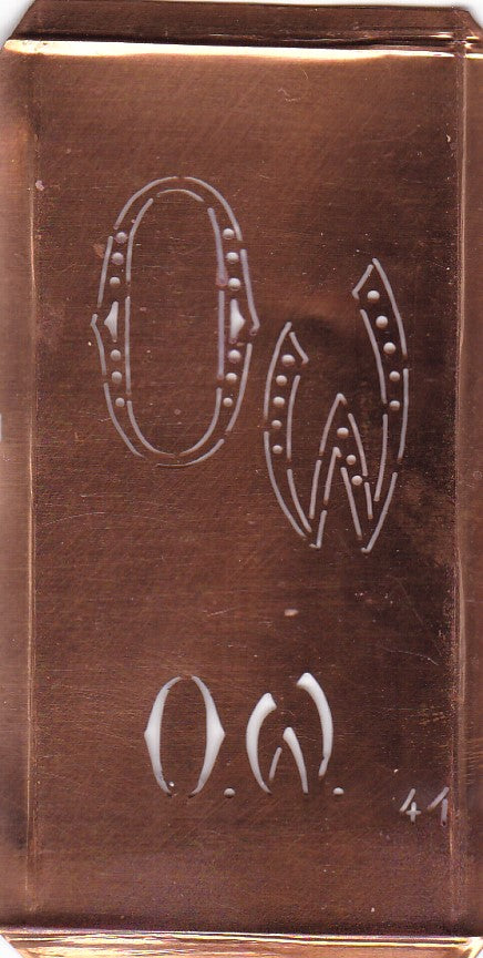 OW - Alte Monogramm Schablone zum Sticken