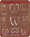 OW - Uralte Monogrammschablone aus Kupferblech