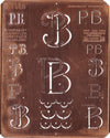 PB - Uralte Monogrammschablone aus Kupferblech