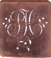 PH - Alte Schablone aus Kupferblech mit klassischem verschlungenem Monogramm 