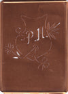 PH - Seltene Stickvorlage - Uralte Wäscheschablone mit Wappen - Medaillon