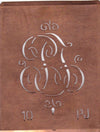 PJ - Alte Monogrammschablone aus Kupfer