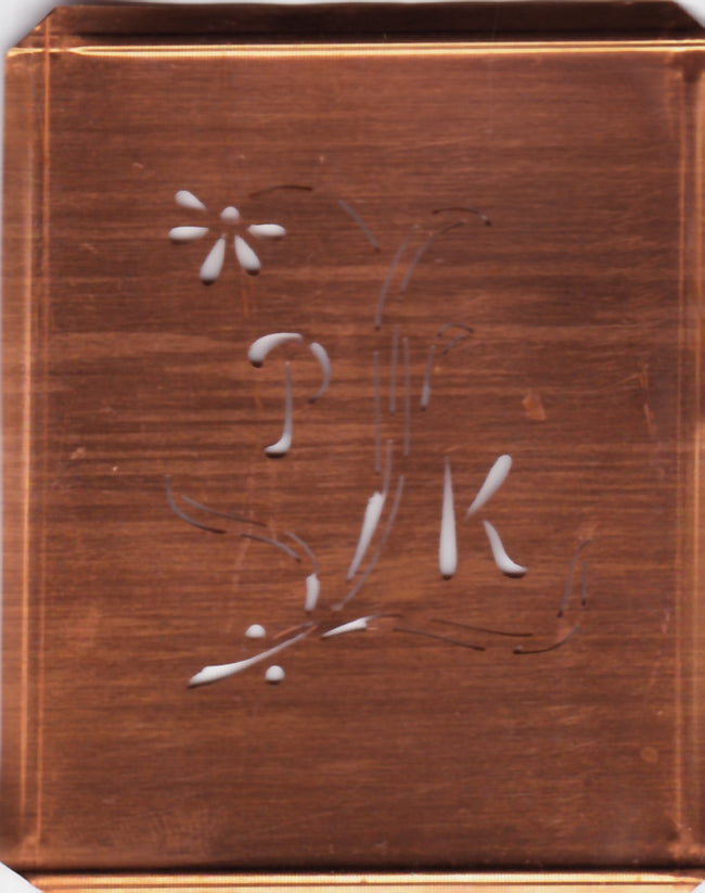 PK - Hübsche, verspielte Monogramm Schablone Blumenumrandung