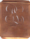 PL - Hübsche alte Kupfer Schablone mit 3 Monogramm-Ausführungen