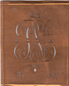 PN - Alte Monogrammschablone aus Kupfer