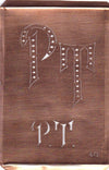PT - Interessante alte Kupfer-Schablone zum Sticken von Monogrammen