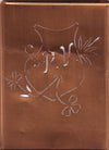 PV - Seltene Stickvorlage - Uralte Wäscheschablone mit Wappen - Medaillon