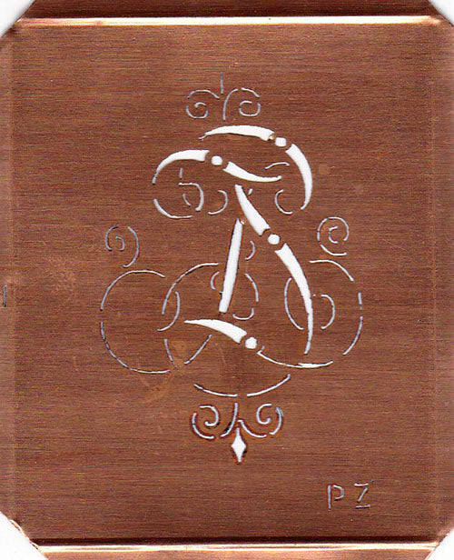 PZ - Alte, verschlungene Monogrammschablone