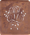 PZ - Alte Schablone aus Kupferblech mit klassischem verschlungenem Monogramm 