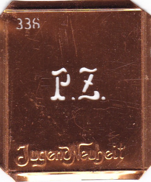 PZ - Kleine Monogramm Schablone zum Besticken von Herrenhemden