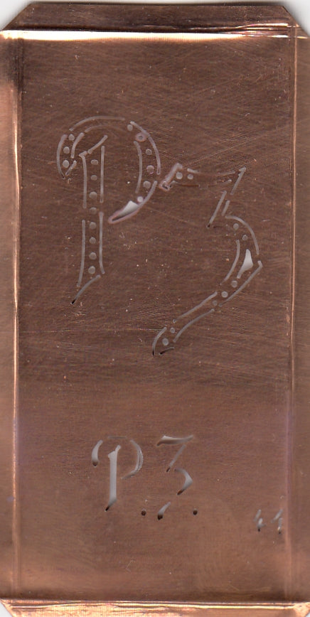 PZ - Alte Monogramm Schablone zum Sticken