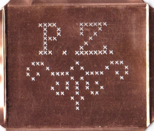 PZ - Alte niedliche Kreuzstich Monogramm Schablone