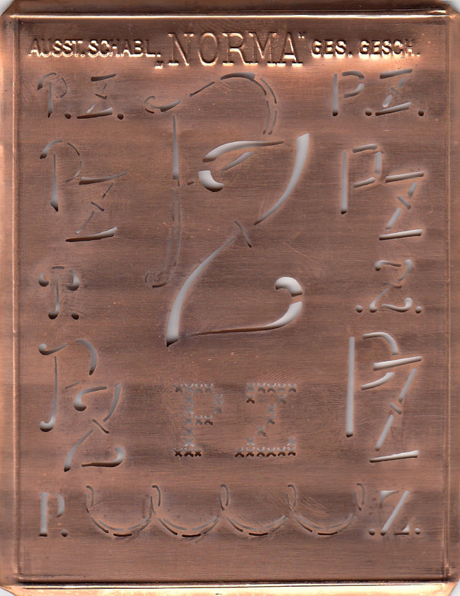 PZ - Hübsche alte Monogrammschablone